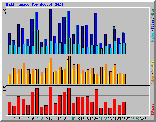 Daily usage for August 2021